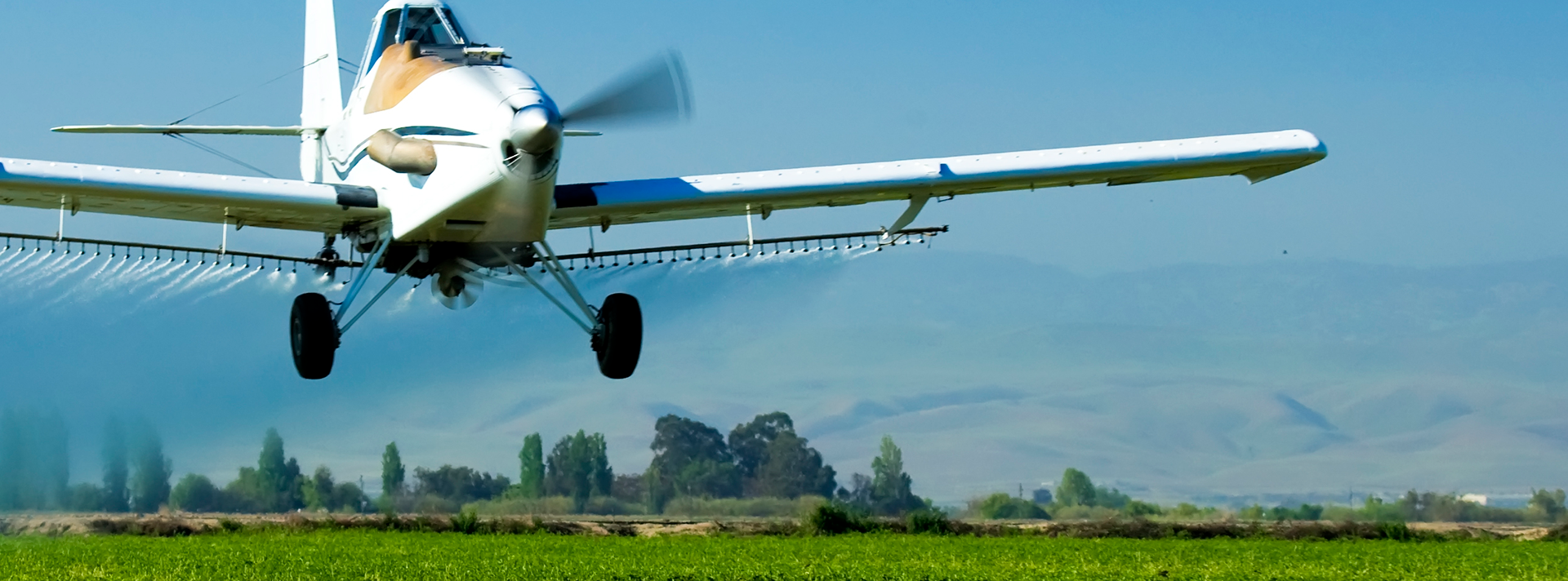 Plain dusting field with pesticides